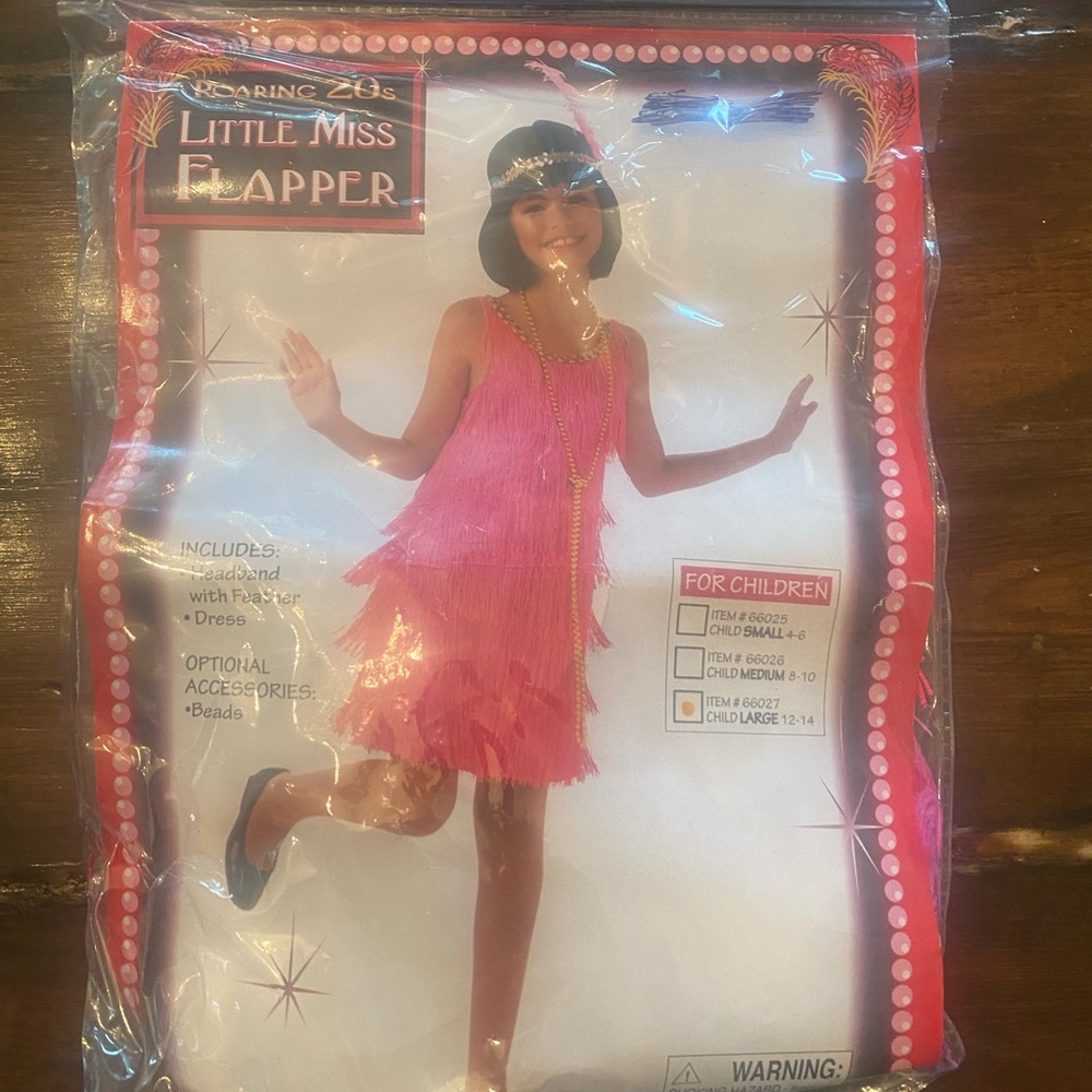 Little Miss Flapper Kids Costume - Bright Pink size Large 12/14 Halloween